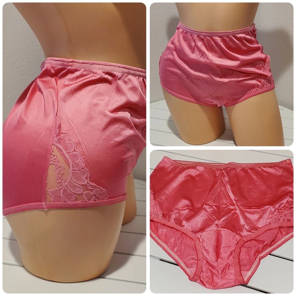 Vanity Fair Lace Nouveau Nylon Full Cut Panty Lace Shiny Azalea Pink 9/2XL